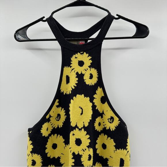 Urban Outfitters Charlie‎ Knit Sunflower Floral Print Sleeveless Halter Dress S - Picture 4 of 11